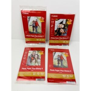 Canon Photo Paper Plus Glossy II 4x6 PP-201 100 Sheets 4 Sample Packs Bundle -BZ